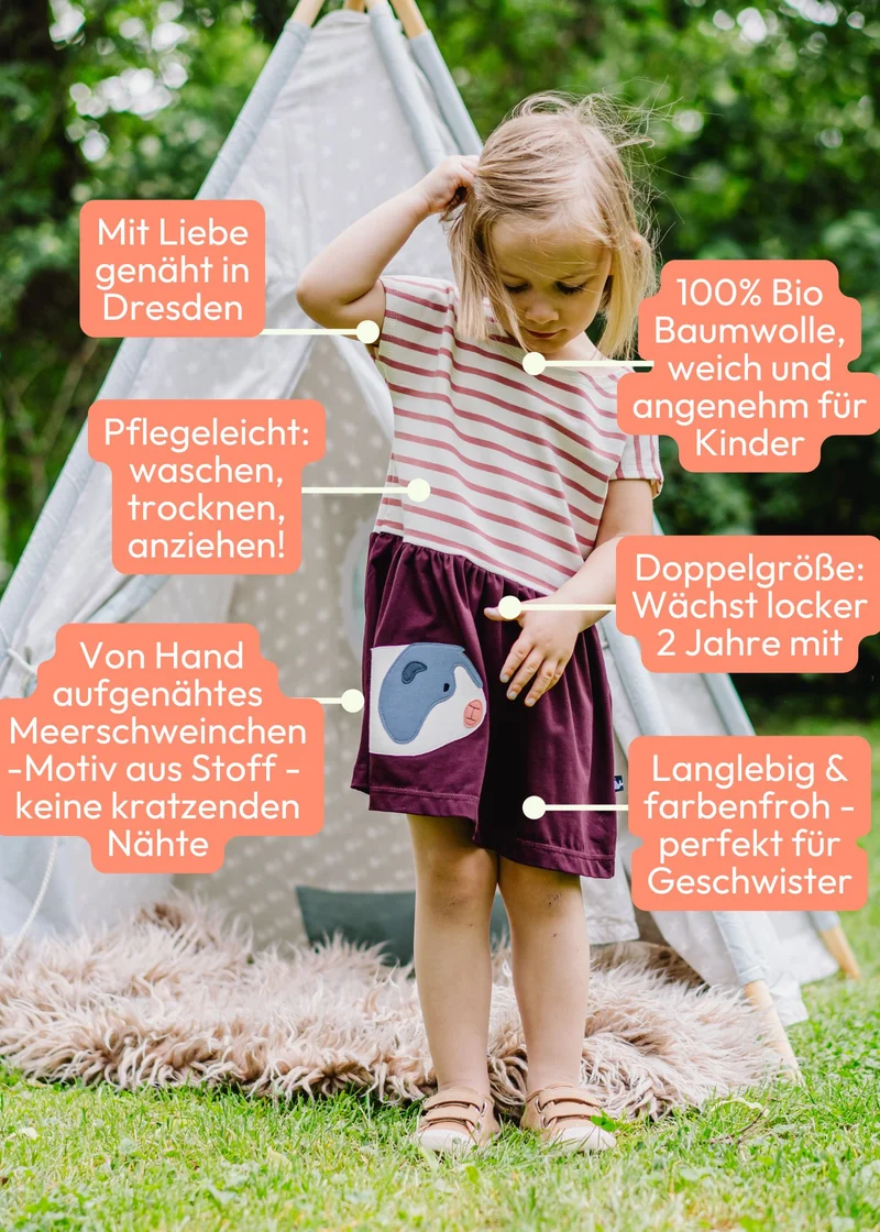 Sommerkleid Mädchen aus Bio-Baumwolle mit Meerschweinchen