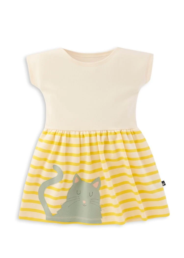 Sommerkleid Mädchen aus Bio-Baumwolle mit Katze