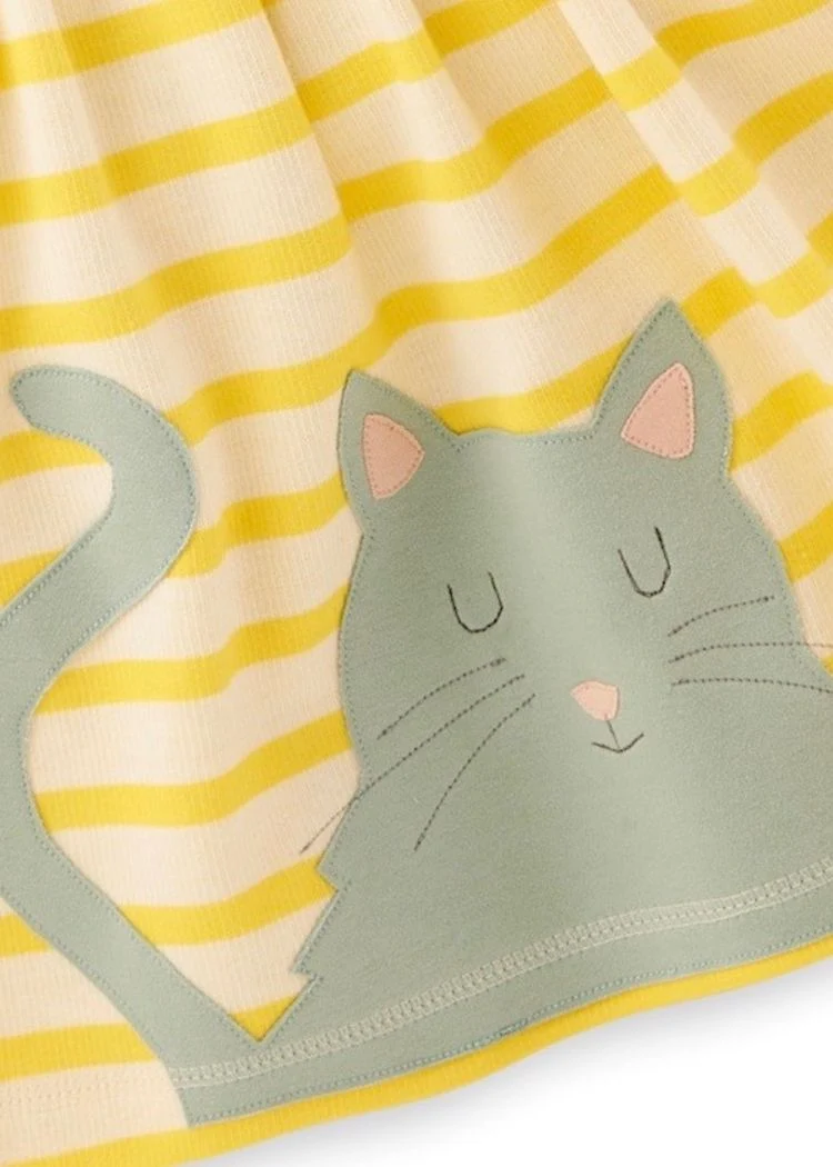 Sommerkleid Mädchen aus Bio-Baumwolle mit Katze