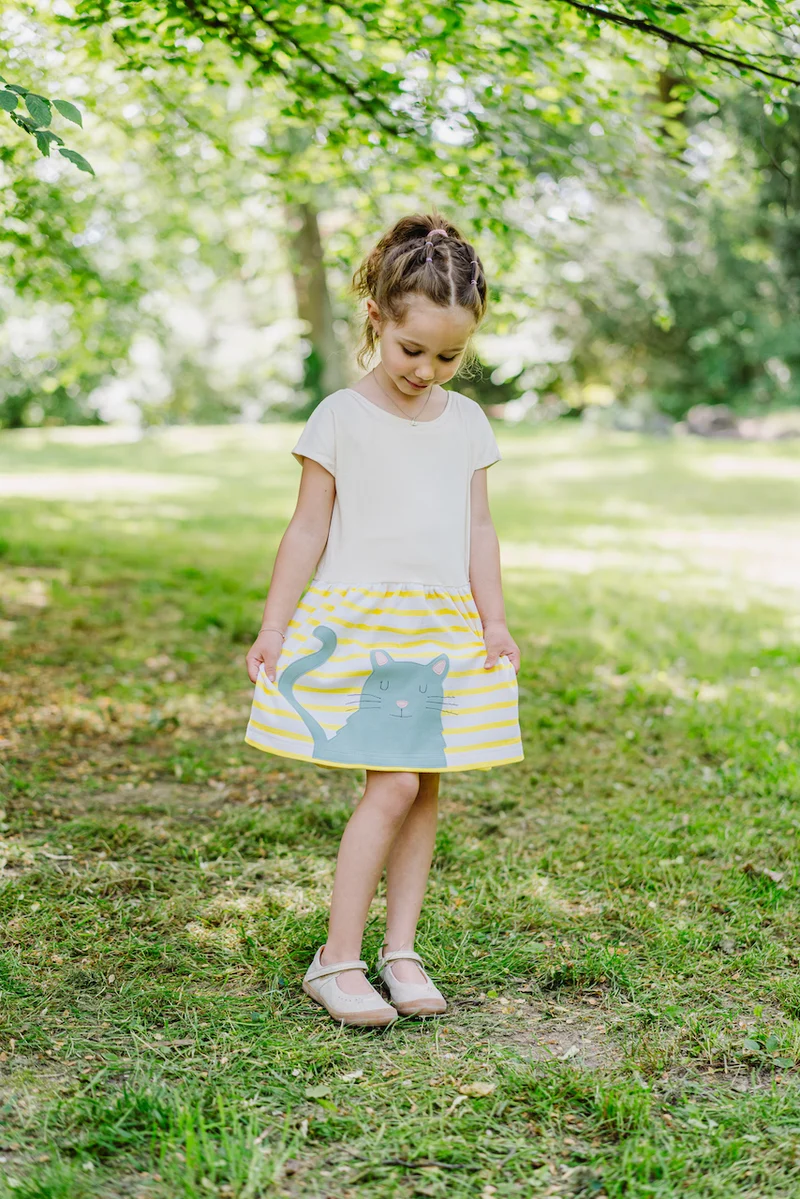Sommerkleid Mädchen aus Bio-Baumwolle mit Katze