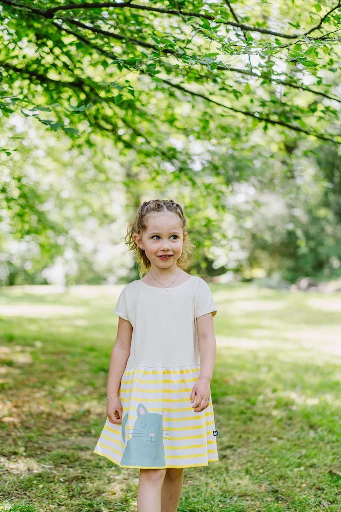Sommerkleid Mädchen aus Bio-Baumwolle mit Katze