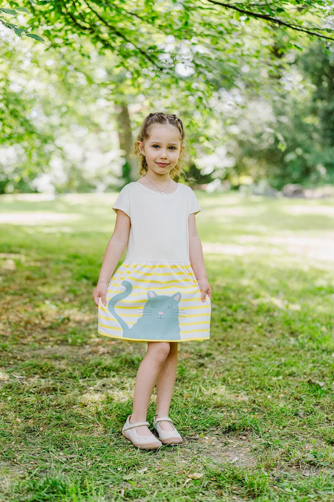 Sommerkleid Mädchen aus Bio-Baumwolle mit Katze