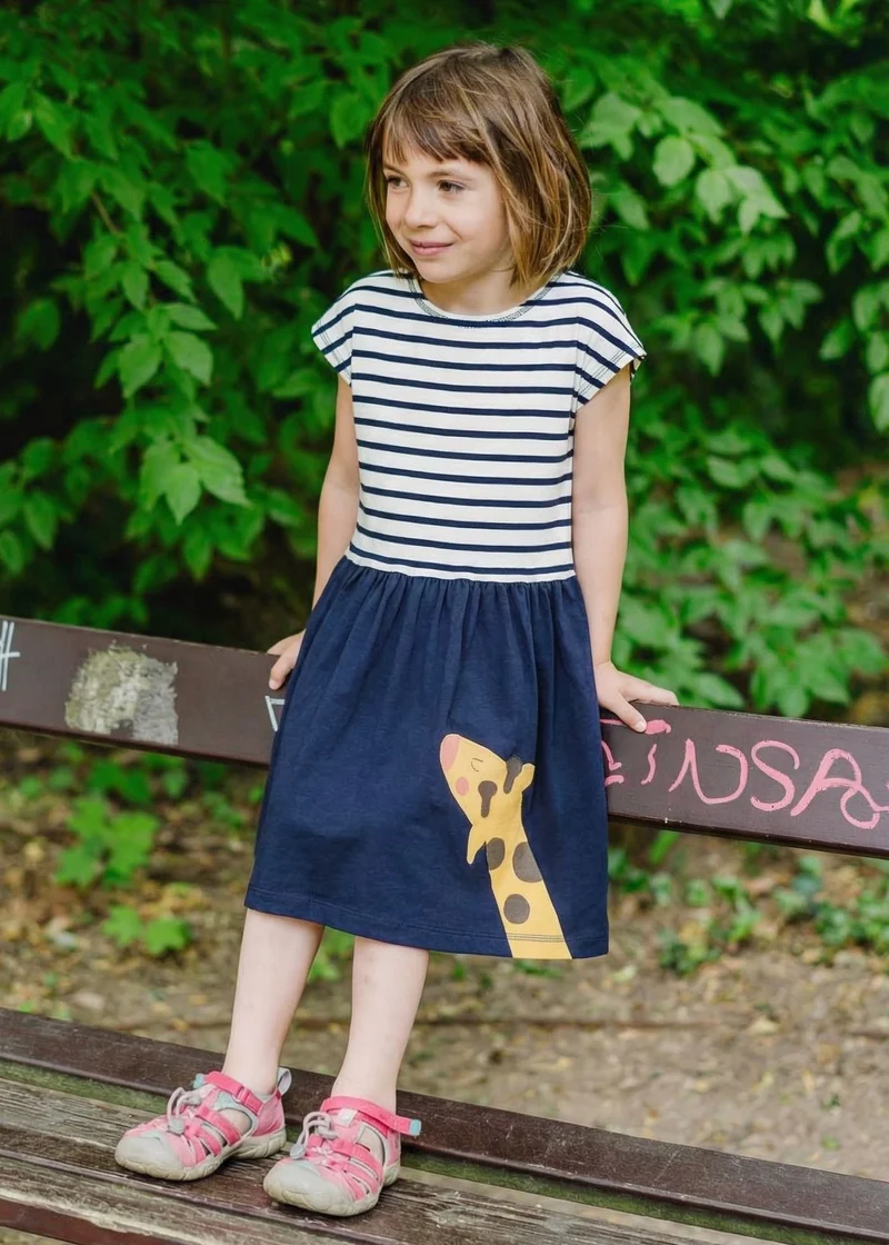 Sommerkleid Mädchen aus Bio-Baumwolle mit Giraffe