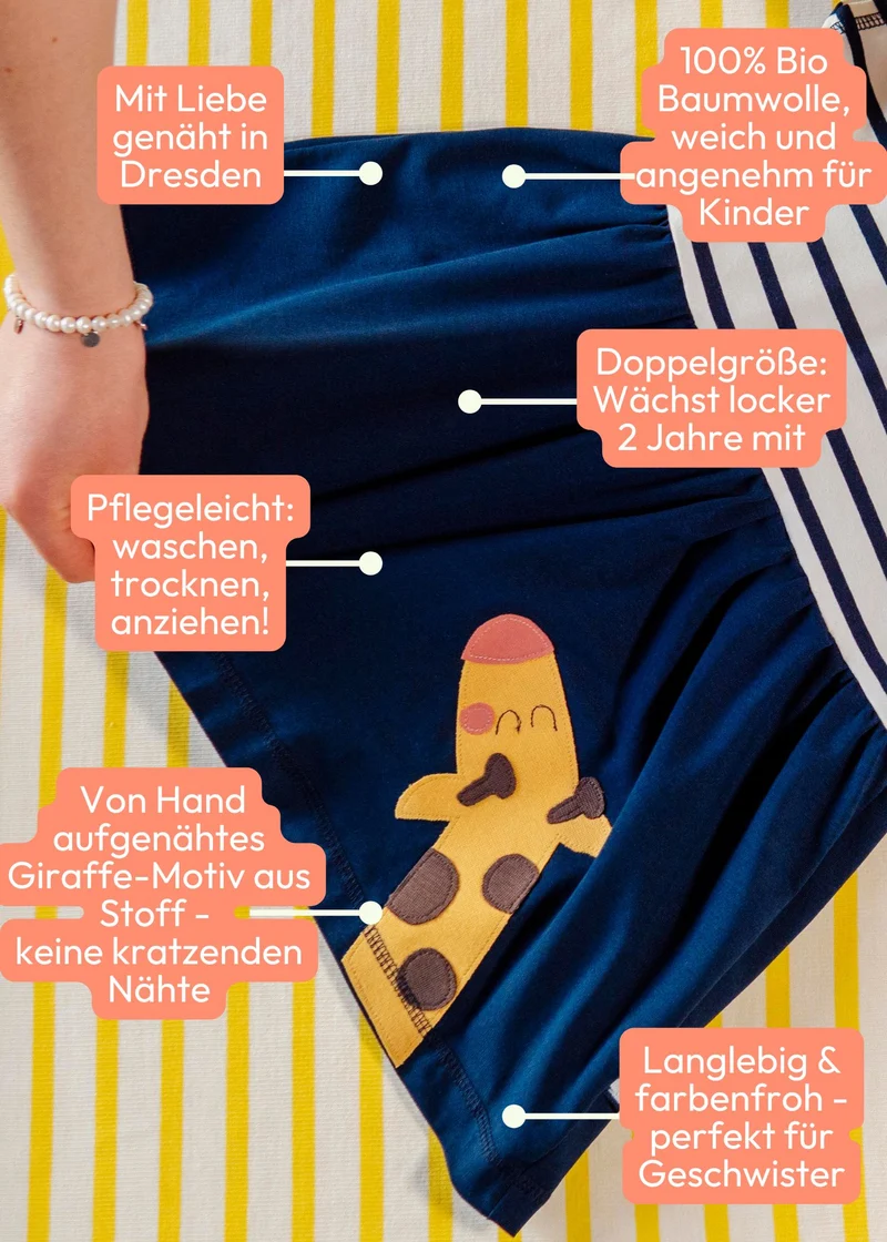 Sommerkleid Mädchen aus Bio-Baumwolle mit Giraffe