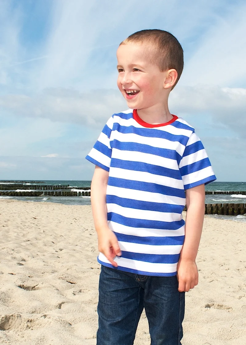 Kinder T-Shirt Bio-Baumwolle - Blau/Weiß