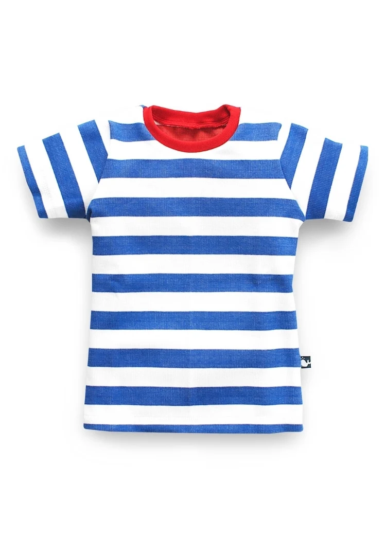 Kinder T-Shirt Bio-Baumwolle - Blau/Weiß