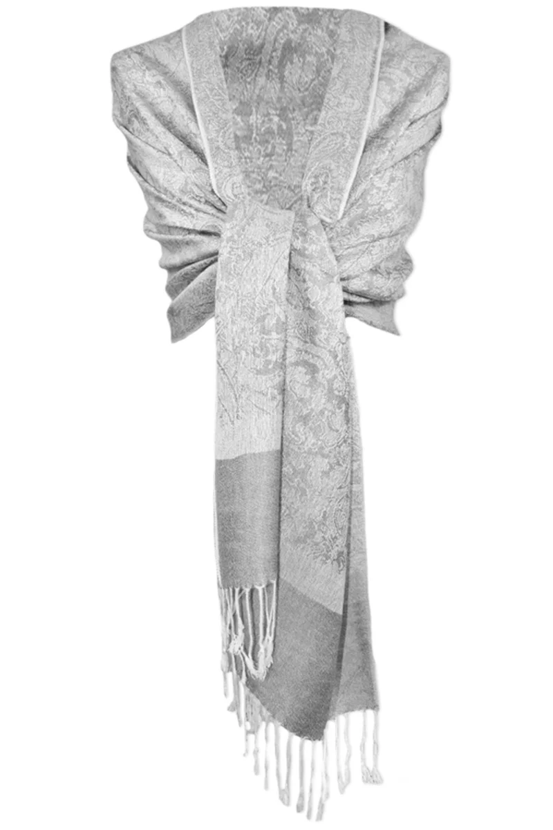 Halstuch aus Viscose - Stola Schal 185 x 70 cm | Silbergrau
