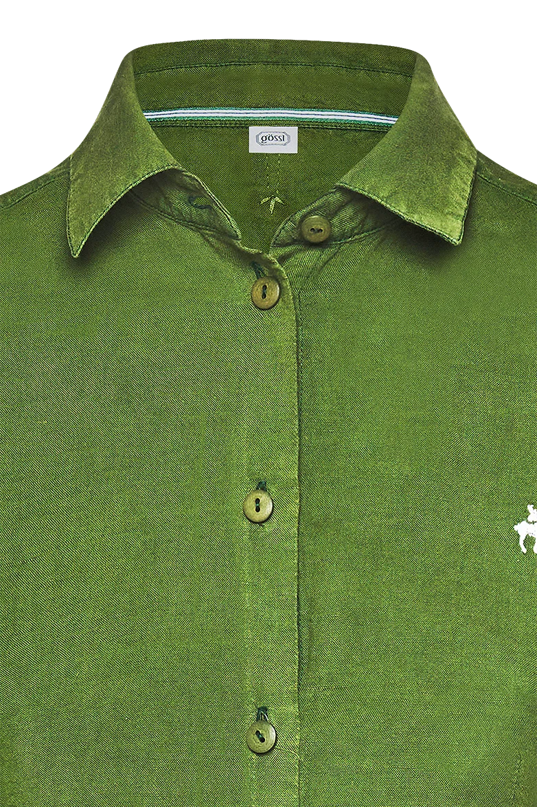 Bluse mit kontrastreicher Gamsstickerei