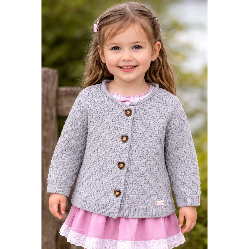 BONDI Mädchen Trachten Strickjacke "Alpenglück" 86852 | Grau