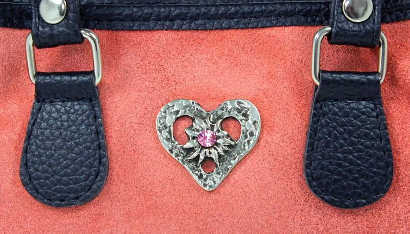 Trachten Handtasche mit Herz Applikation | Koralle