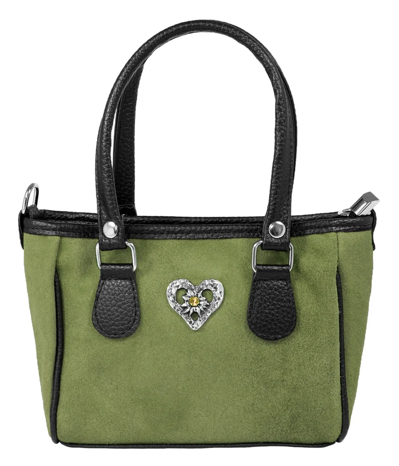 Trachten Schultertasche mit Herz Applikation | Grün