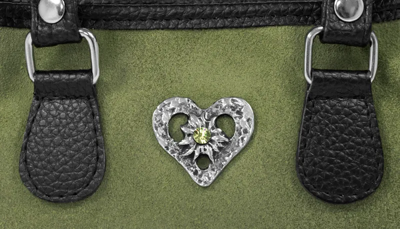 Trachten Schultertasche mit Herz Applikation | Grün