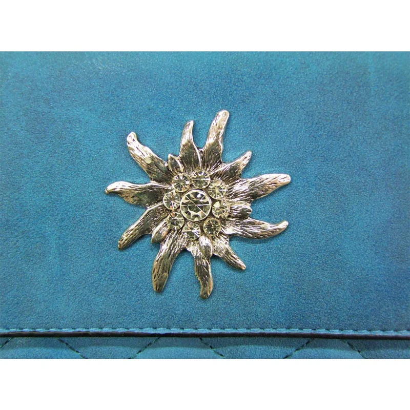 Gesteppte Trachten Handtasche "Anni" mit Edelweiß Applikation | Blau
