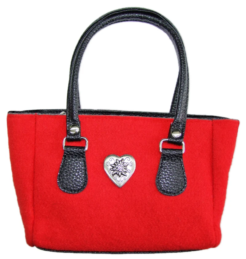 Filz Trachten Handtasche mit Herzapplikation | Rot
