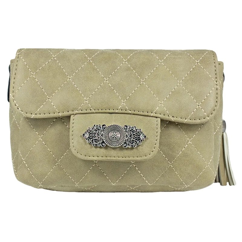 Gesteppte Handtasche "Alessia" mit Applikation | Taupe