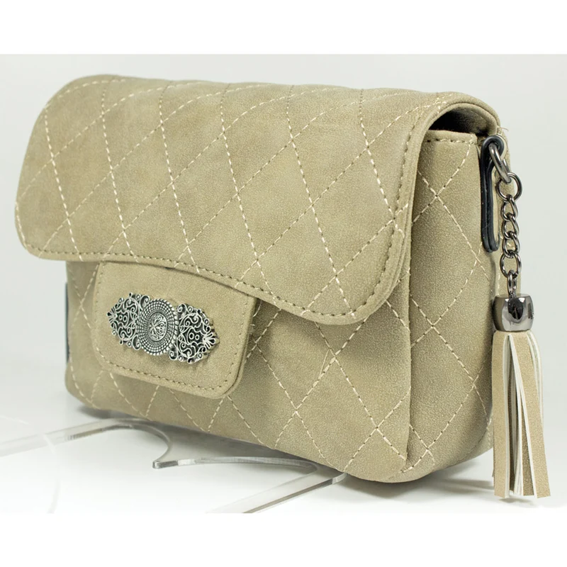 Gesteppte Handtasche "Alessia" mit Applikation | Taupe