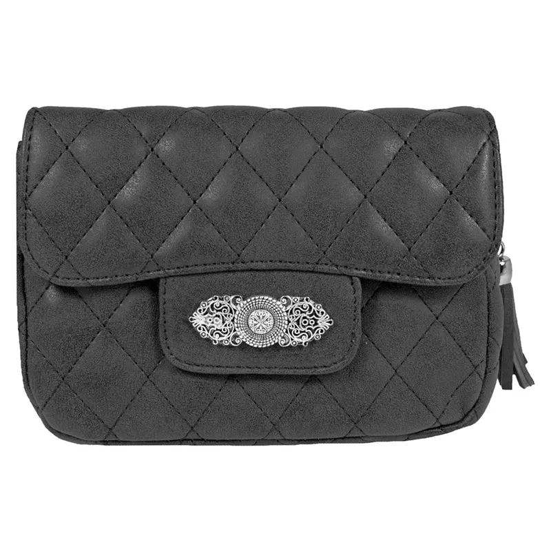 Gesteppte Handtasche "Alessia" mit Applikation | Schwarz