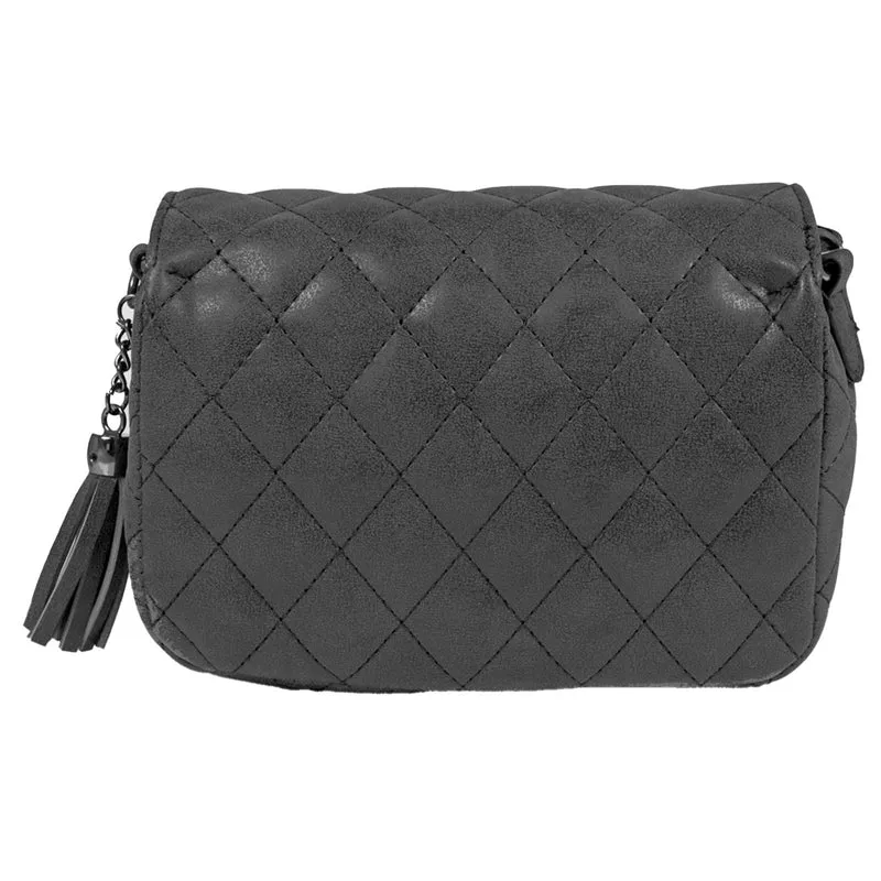 Gesteppte Handtasche "Alessia" mit Applikation | Schwarz