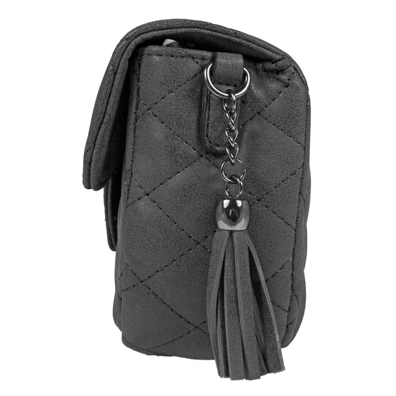 Gesteppte Handtasche "Alessia" mit Applikation | Schwarz