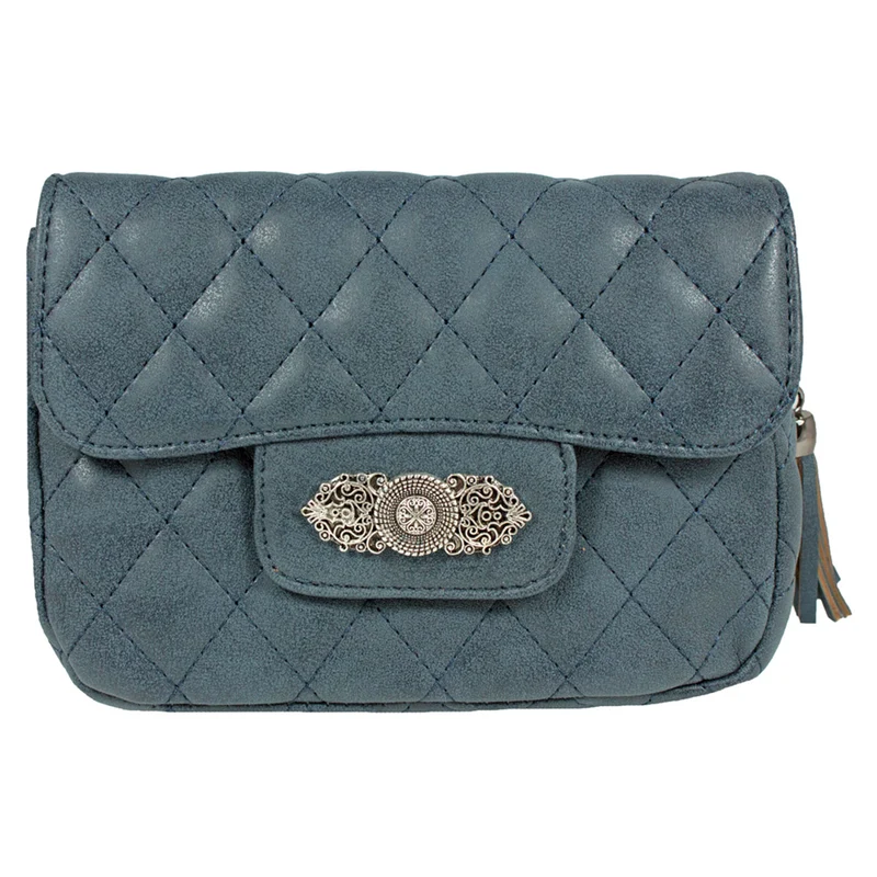 Gesteppte Handtasche "Alessia" mit Applikation | Dunkelblau