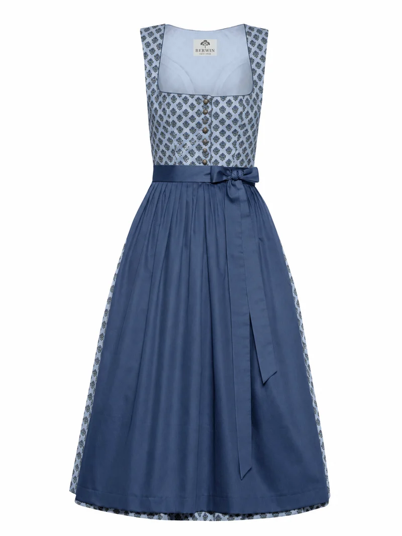 Klassisches Baumwoll-Druckdirndl mit Satinschürze
