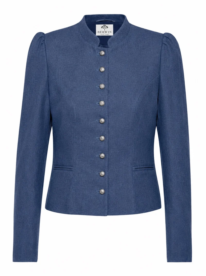 Taillierte Leinenjacke mit angereihtem Arm