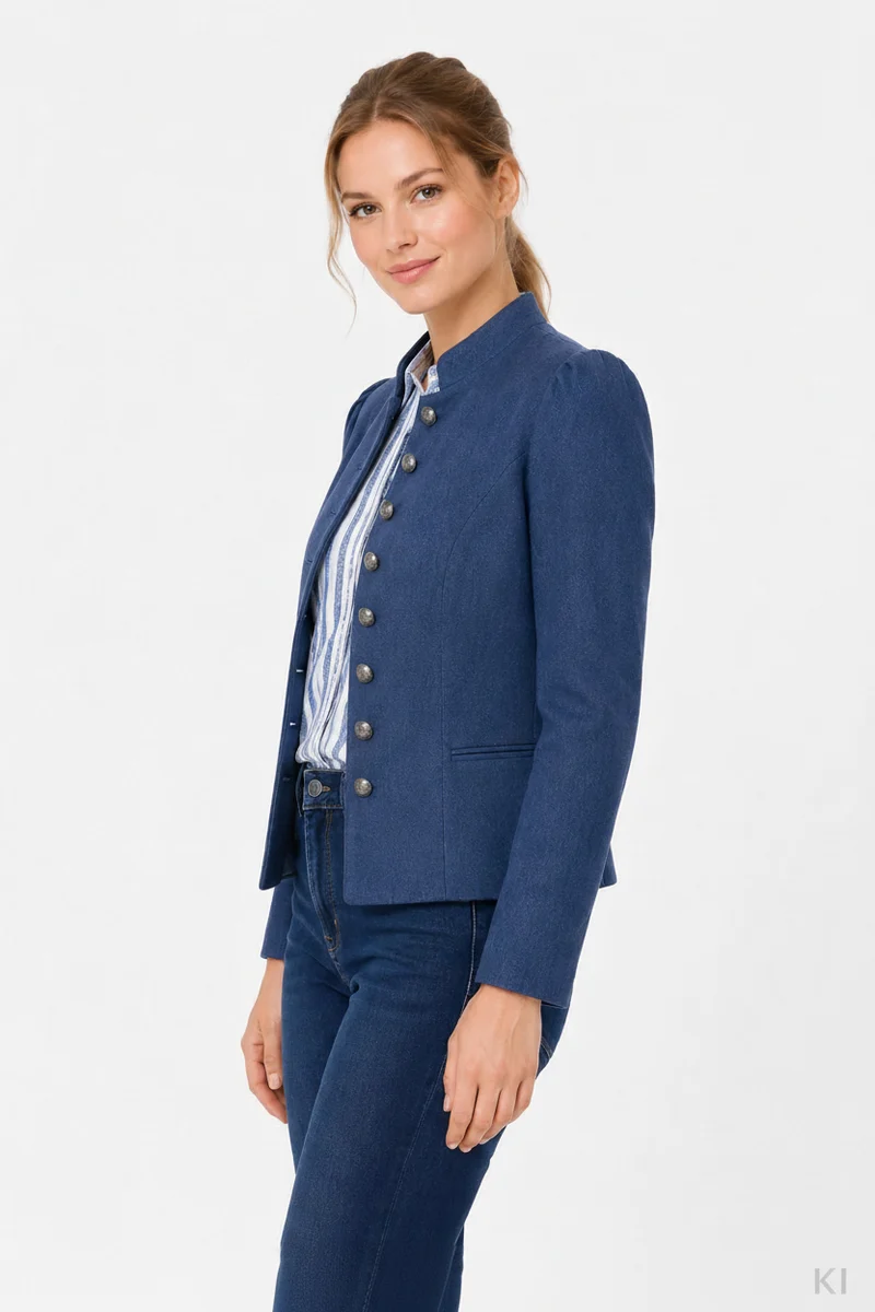 Taillierte Leinenjacke mit angereihtem Arm