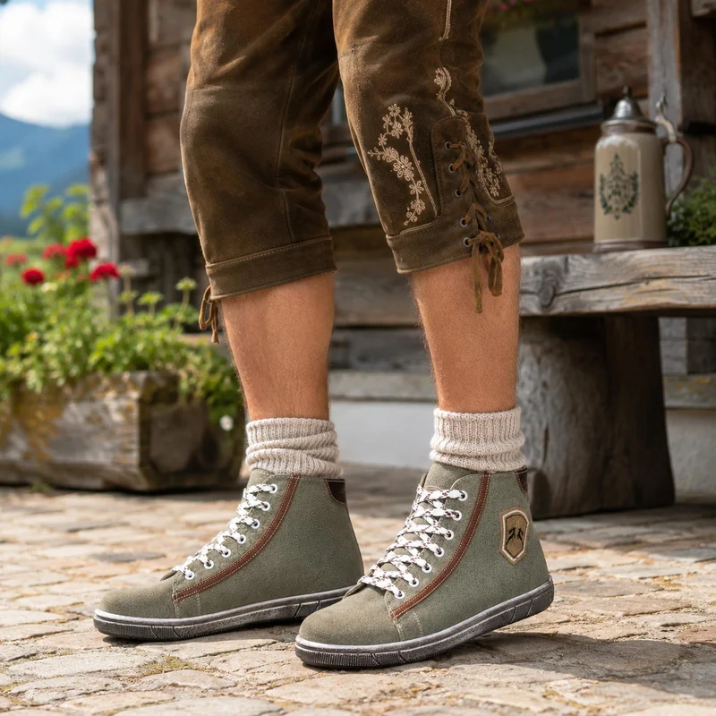 MADDOX Trachten Leder Schuhe Hohe Sneaker "Marinus" | Marmor/Stein