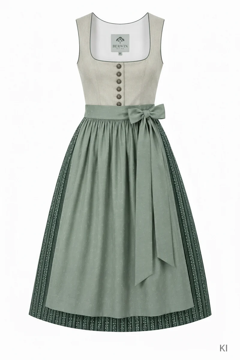 Traditionelles Dirndl in Salbei und Beige