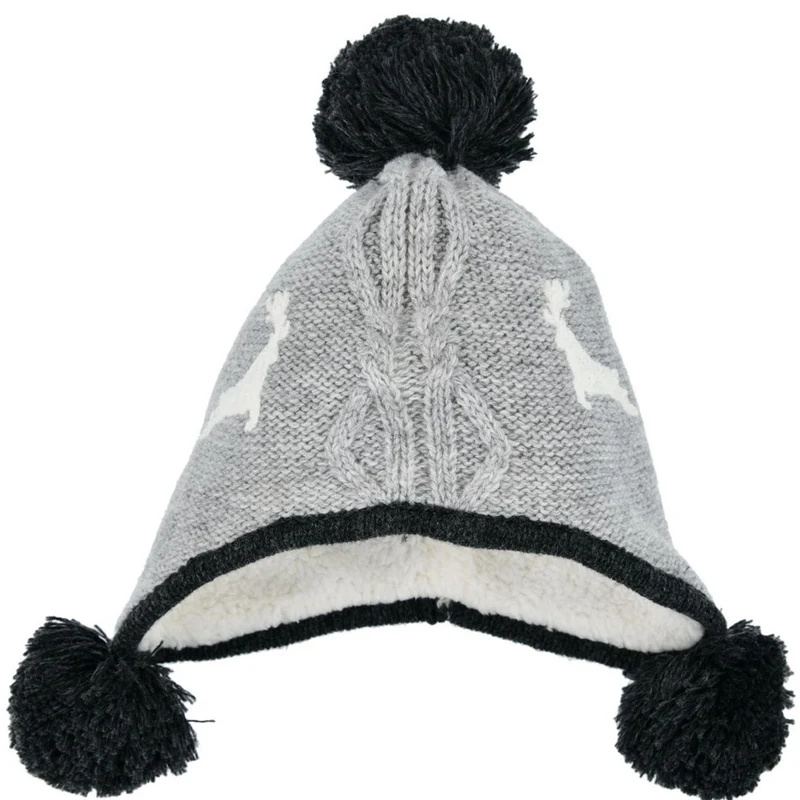 BONDI Strickmütze "Gipfelkraxler" 91467 für Baby Jungen - Grau | Kindermütze Wintermütze Gefüttert