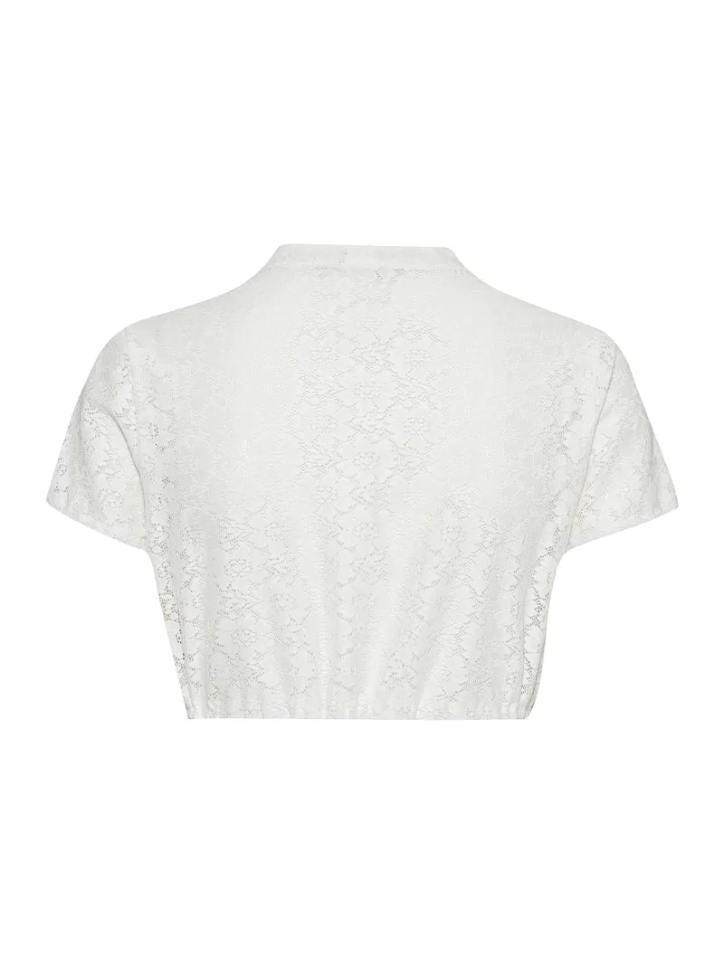 Spitzen-Dirndlbluse mit elegantem Schalkragen