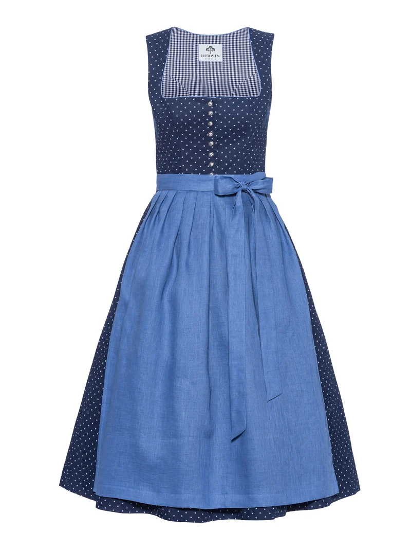 Klassisches Blümchen-Dirndl mit Leinenschürze