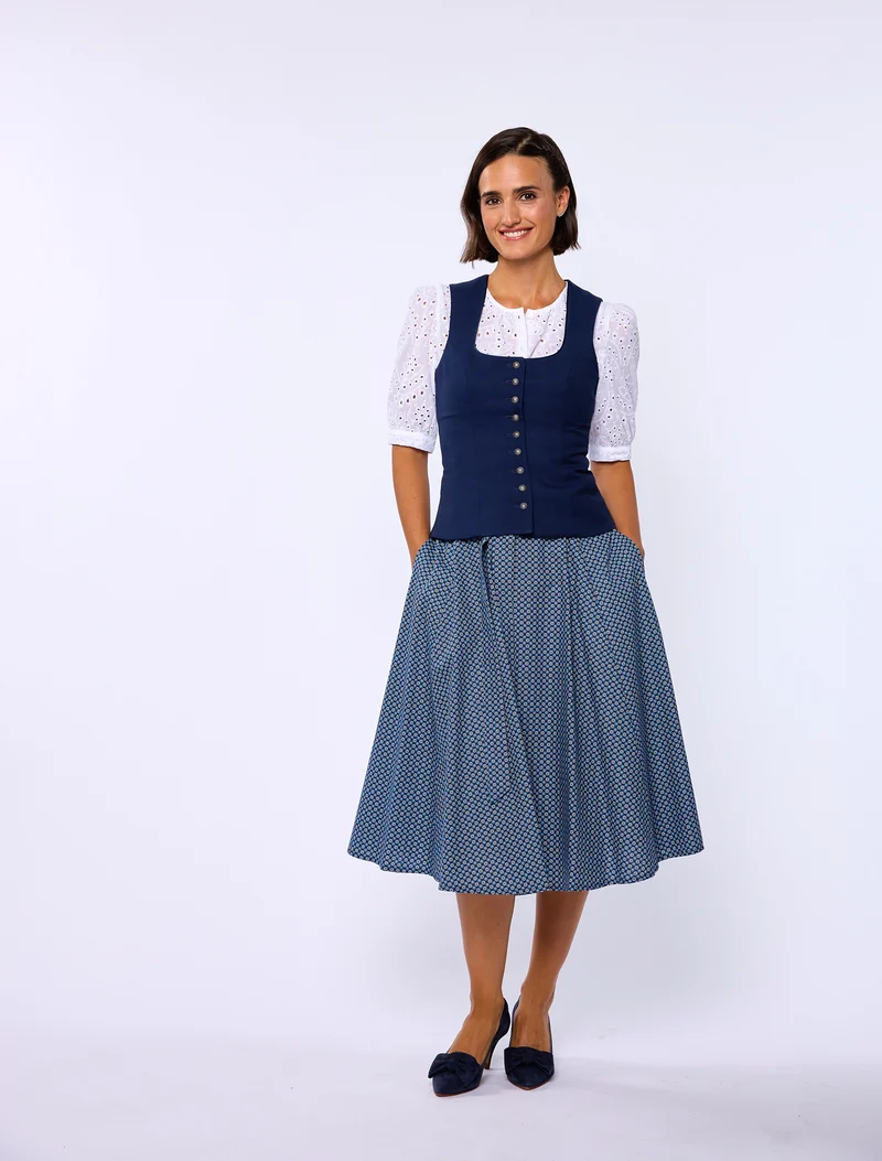 Streifen-Jacquard-Mieder mit Silberknöpfen
