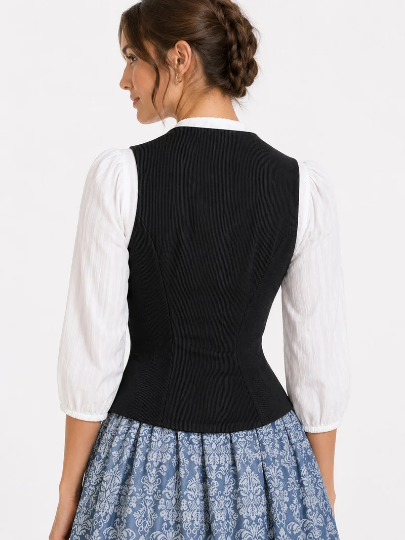 Streifen-Jacquard-Mieder mit Silberknöpfen