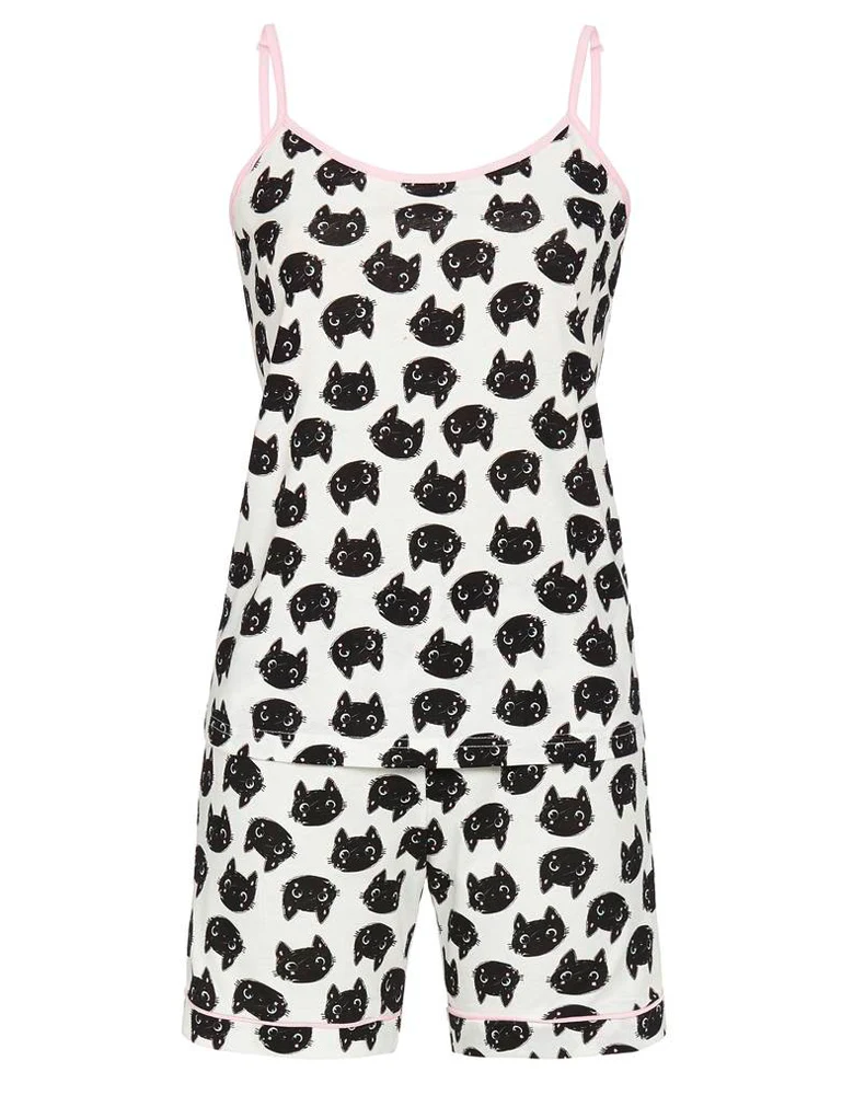 RINGELLA Shorty mit Spaghettiträgern "Black Cats" 3211324 | Champagner