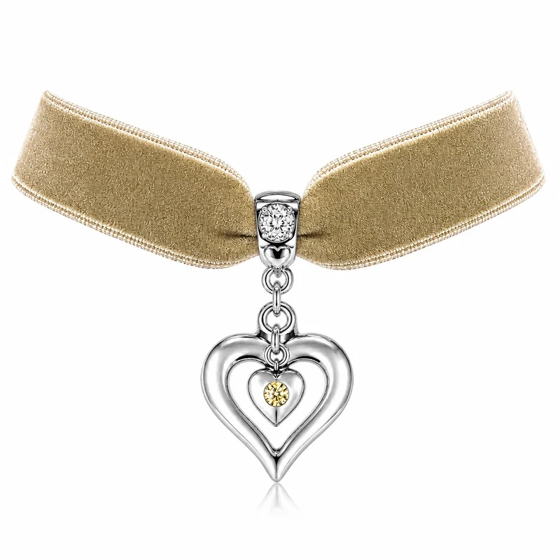 LUISIA® Samt Kropfband "Heart in Heart" | Halskette