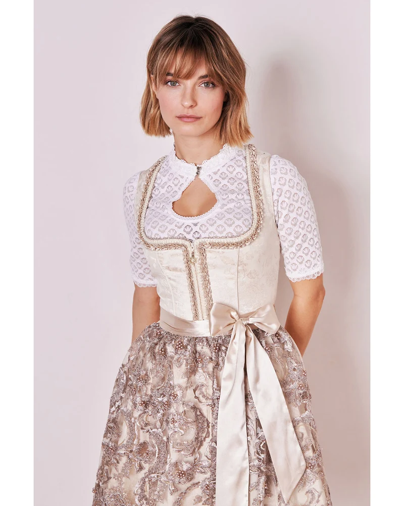 Krüger MADL Dirndl "Fia" mit Spitzenschürze 416966 | Natur 60cm