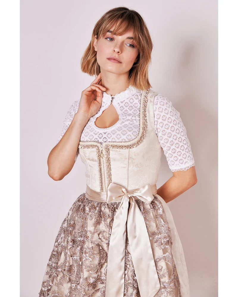 Krüger MADL Dirndl "Fia" mit Spitzenschürze 416966 | Natur 60cm