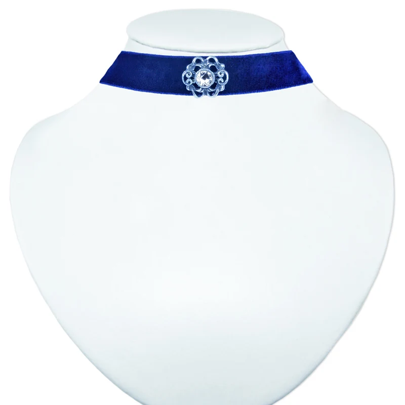 LUISIA® Samt Kropfband Annina mit Ornament und Premium Kristall - Dunkelblau