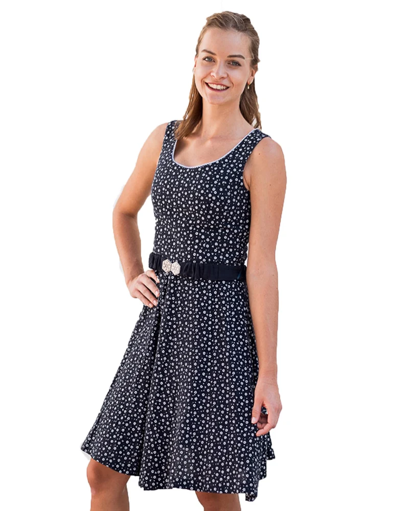 Turi Damen Trachtenkleid "Kati" mit Blümchenmuster | Marine Blau