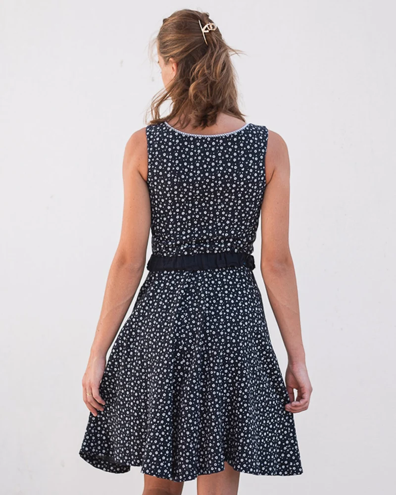 Turi Damen Trachtenkleid "Kati" mit Blümchenmuster | Marine Blau