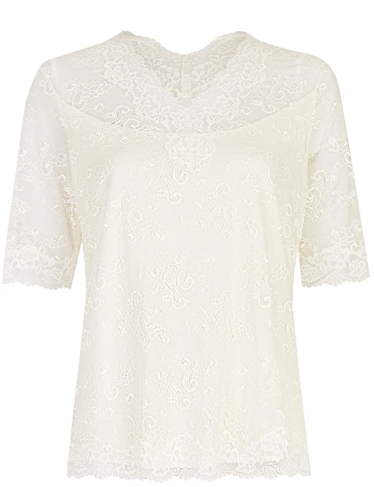 Nina von C. Spitzenshirt Halbarm Trachtenbluse 16460892 | Champagner