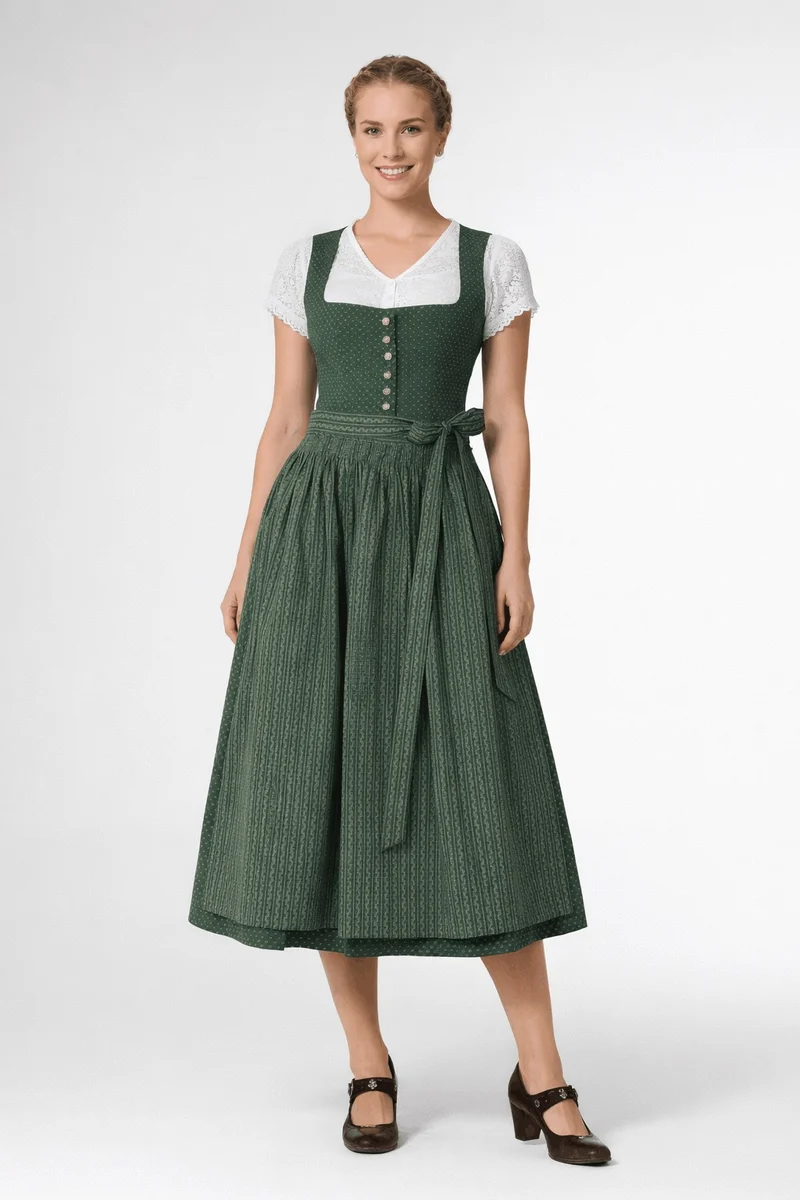 Dirndl aus Baumwolle mit Streifenschürze