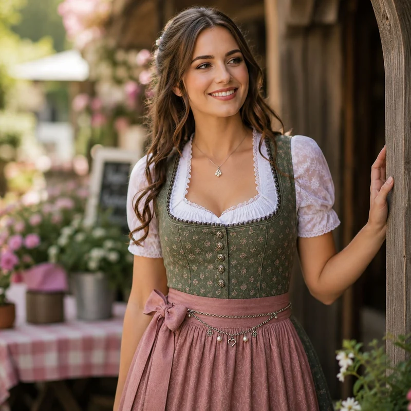 Ketten-Trachtengürtel "Herz und Perle" | Altsilber