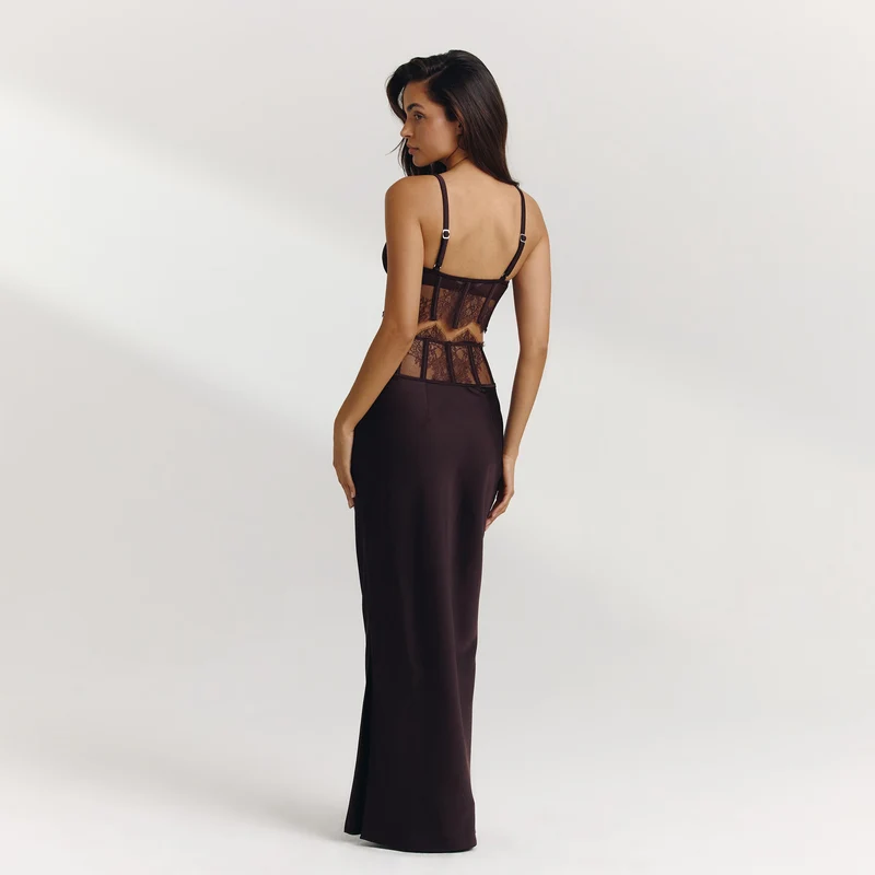 Strukturiertes Top (Set) - Dunkle Schokolade