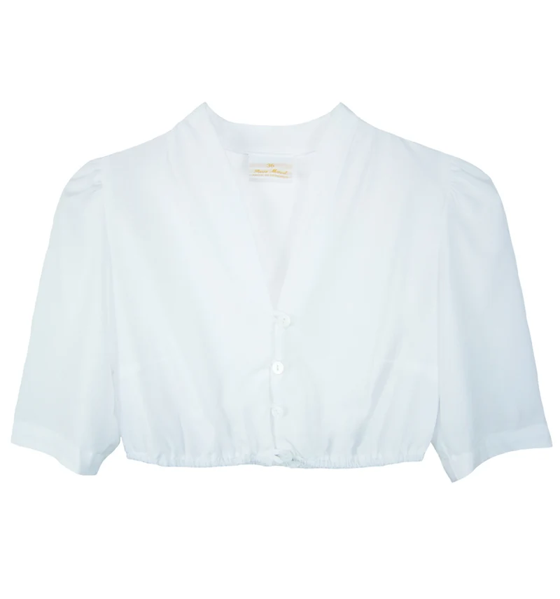 Pierre Marcel Seidige Damen Dirndlbluse Melina mit V-Ausschnitt - Weiß