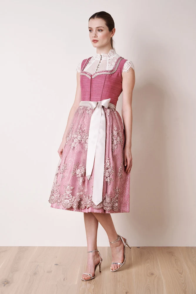 Krüger Dirndl "Pati" mit Spitzenschürze 116165 | Pink 70cm