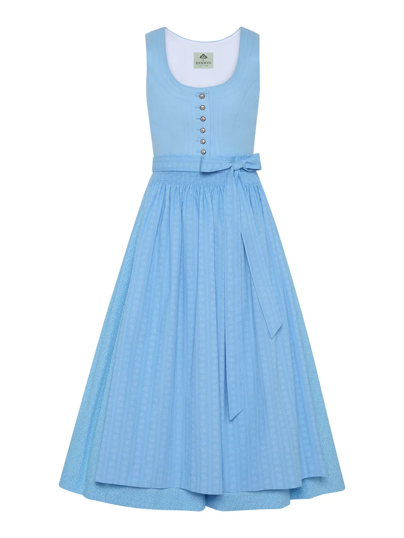 Leinen-Dirndl mit Schnurstepp & Baumwollschürze