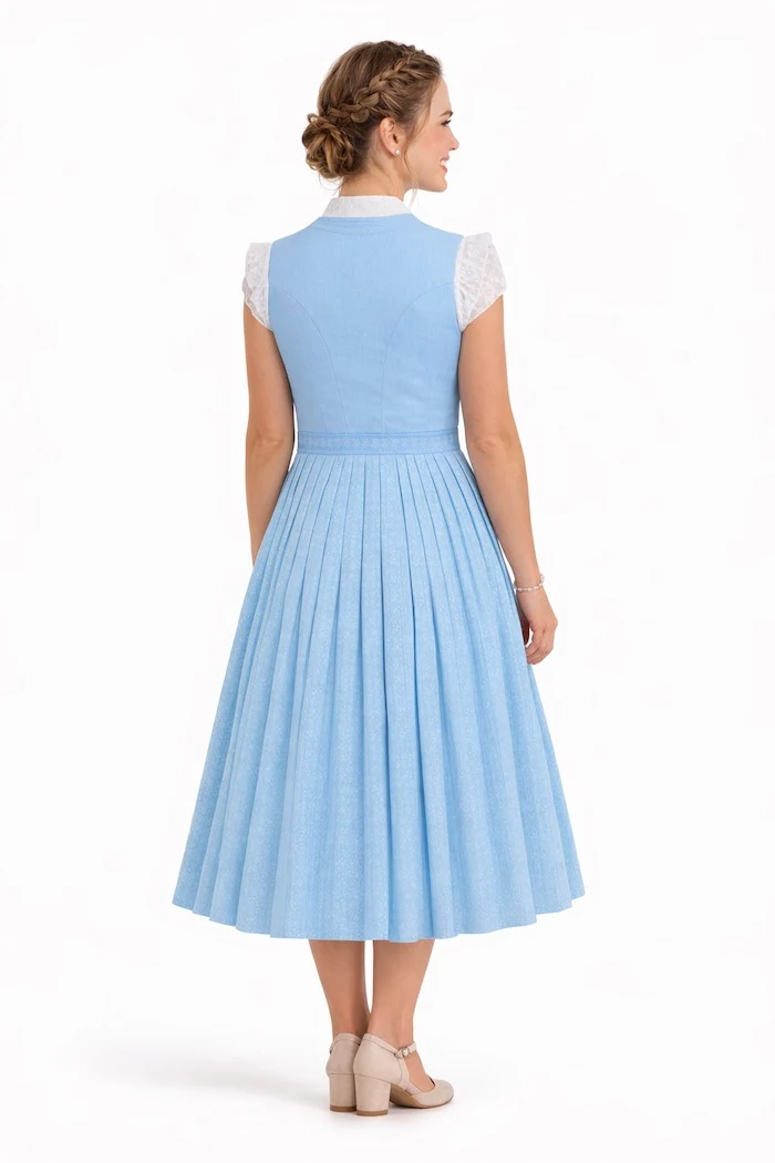 Leinen-Dirndl mit Schnurstepp & Baumwollschürze