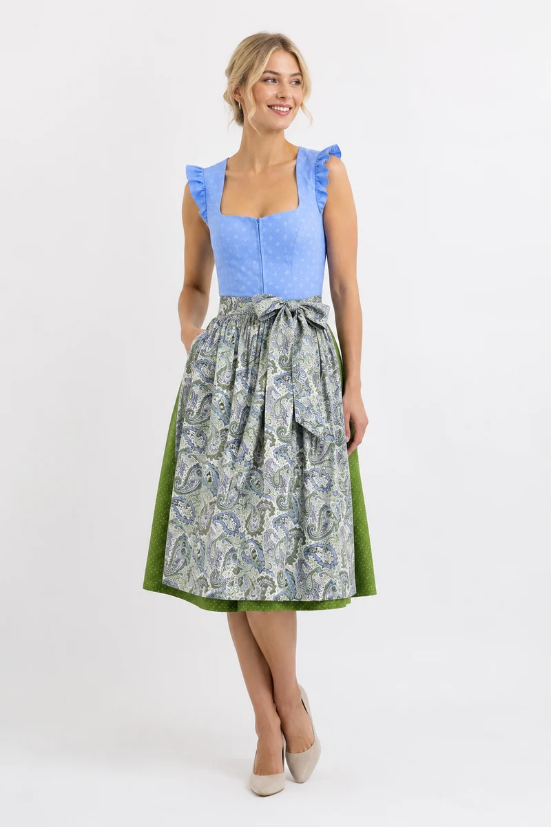 Dirndl mit Flügelarm und Paisleyschürze